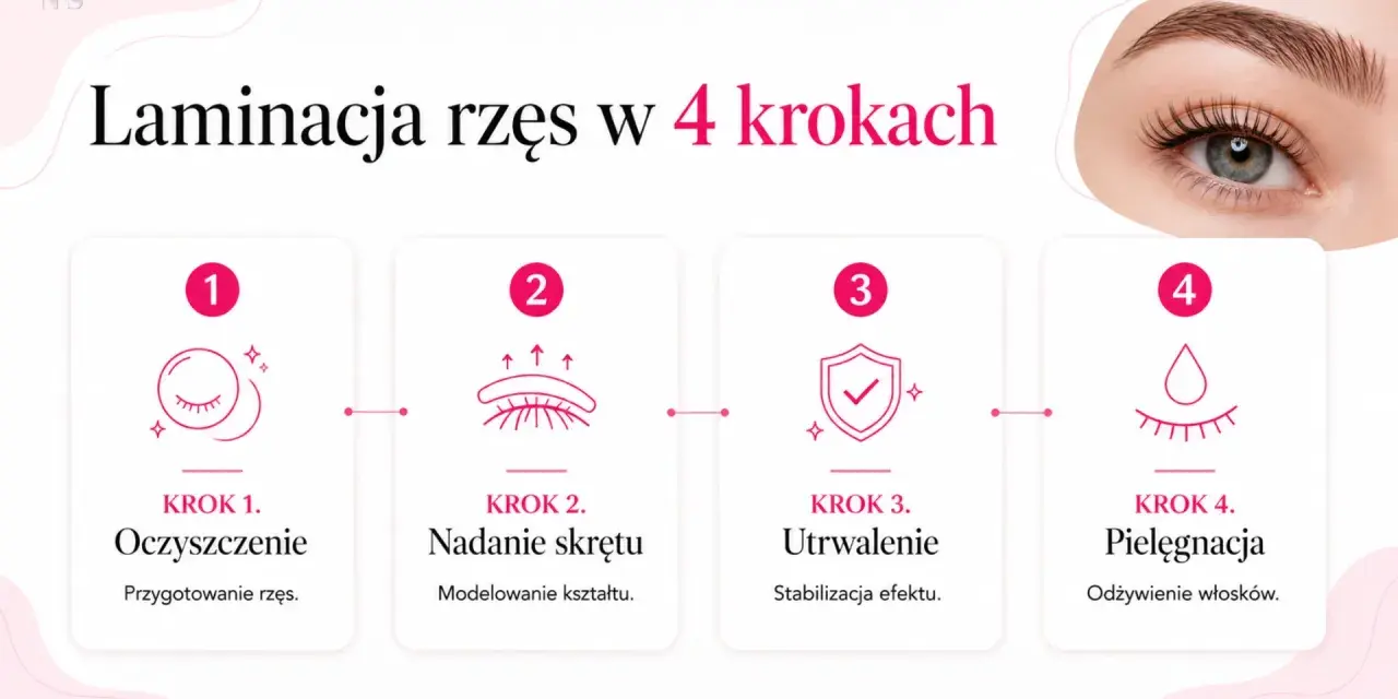Laminacja rzęs w 4 krokach: oczyszczenie, nadanie skrętu, utrwalenie, pielęgnacja. Czy laminacja niszczy rzęsy? Nie, jeśli jest wykonana prawidłowo.
