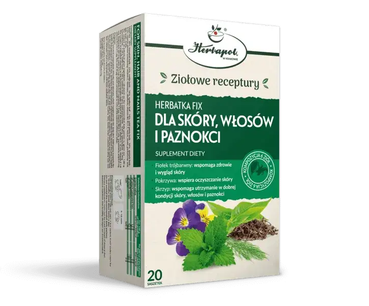 różne herbaty ziołowe dla skóry